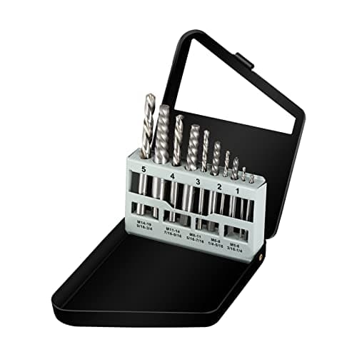 COMOWARE 10pcs Screw Extractor, Broken Bolt Extractor Kit, Left Hand Drill Bit Set, Cobalt Steel, 5pcs Left Handed Drill Bits (5/64" - 19/64") & 5pcs Easy Out Screw Extractor Set (#1 - #5) - Image 1