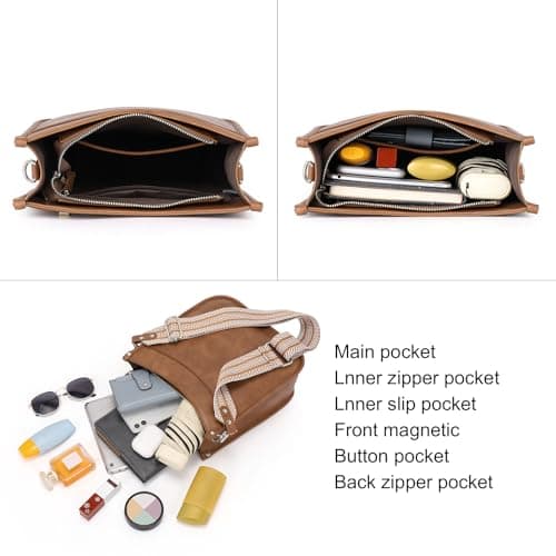 CLUCI Crossbody Bag Purses for Women 2Pcs Leather Hobo Handbag Wallet Set With 2Adjustable Guitar Strap Shoulder Handbag - Thumbnail 4