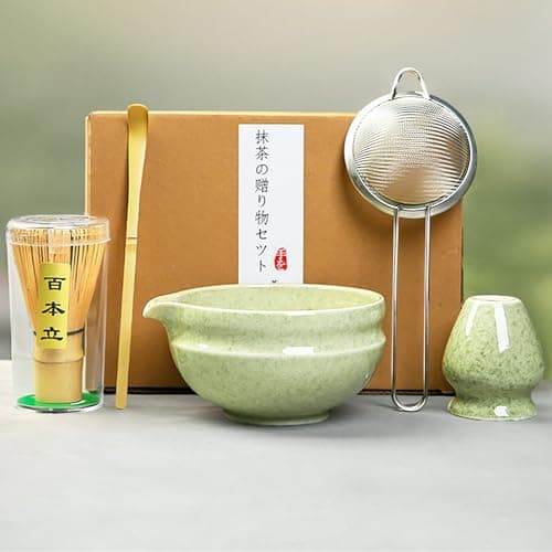 Kedoxi Matcha Kit, Matcha Whisk Set 5 PCS with Bamboo Whisk (Chasen), Bowl, Scoop (Chashaku), Stainless Steel Sifter & Holder - Ceremonial Grade Japanese Tea Set
