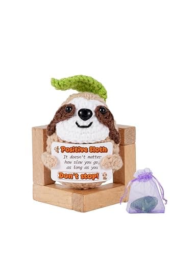 Gifts for Her/Him, Positive Crochet Animals with Fragrance, Birthday Gifts for Women Men, Includes Motivational Cards and a Wooden Base for Son Mom Dad Daughter Sister Friend - Image 1