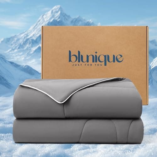 blunique Cooling Comforter Full Size, Double-Sided Cooling Blanket for Hot Sleepers, Breathable Lightweight Comforter for Night Sweats, All Season Cool Blanket, Soft Cold Touch,(68"x90" Grey) - Image 1