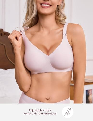 BRATUC Breastfeeding Bras for Women Support Seamless Wireless Maternity Nursing Bra Soft Comfortable Pregnancy Sleep Bralette X-Large Purple - Thumbnail 6