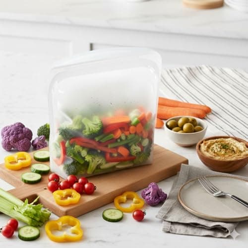 UOEPOWA silicone reusable storage bag, 4-Pack - Leak-Proof, Refrigerator & Microwave Safe, Dishwasher Safe, BPA-Free, Ideal for Lunches, Snacks, and Travel - Thumbnail 2