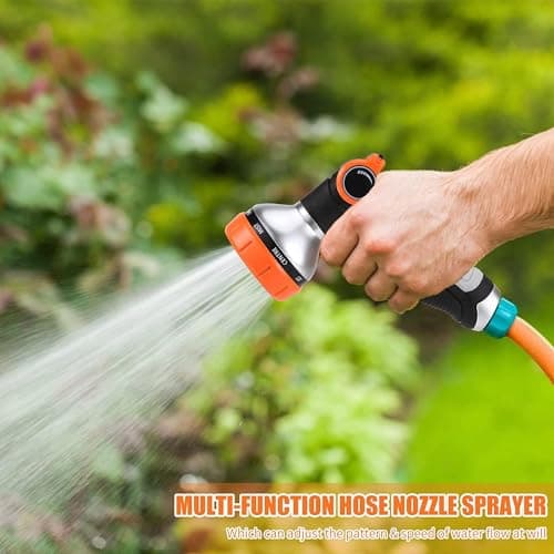 Garden Hose Nozzle Heavy Duty, High Pressure Adjustable 8 Patterns - Thumbnail 5