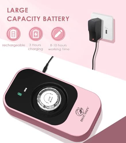 Portable Electric Nail Drill File: 40000RPM Professional Rechargeable Nail E-File Machine, Cordless Nail Drill with Bits & Base for Acrylic Nails Remove Nail Gel Polish Manicure for Salon Home - Thumbnail 3