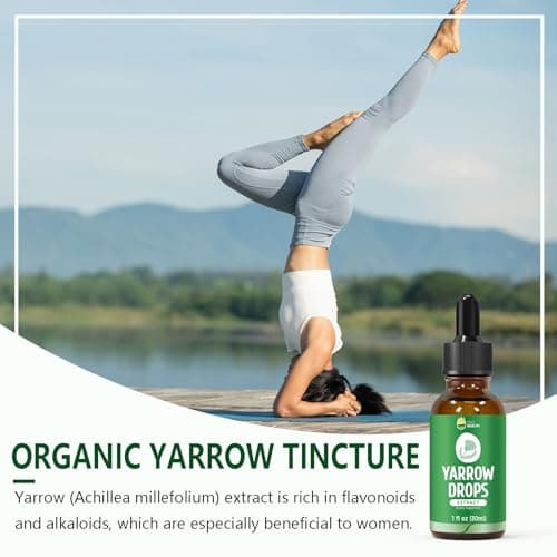 Yarrow Herb Tincture, Organic Yarrow Extract Liquid, GMP Certified, 98% Absorption, Non-GMO, Vegan, Gluten Free, Alcohol Free- 1 Fl Oz - Thumbnail 3