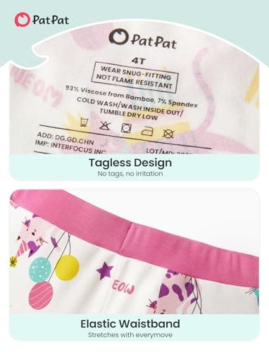 PATPAT Bamboo Viscose Pajama Sets for Toddler Boy & Girl Baby Kids, Soft Cool Short Summer Snug fit Pjs Sleepers for Birthday, Kitty Party, 2T - Thumbnail 5