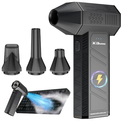 Compressed Air Duster, 180000RPM Electric Air Duster, Rechargeable Cordless Air Blower with 3-Gear Turbo Fan, Canned Air Alternative for Keyboard, PC, Computer, Car, Home & Outdoor Use (Pure Black) - Image 1