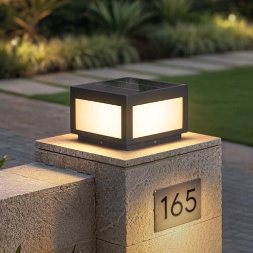 MVBT Solar Post Lights, 10" Solar Column Lights Outdoor Waterproof, Square Modern Pillar Lights, LED Dusk to Dawn Lantern Column Lamp, Stainless Steel Gate Post Light for Outside Patio Yard Fence Deck - Image 1