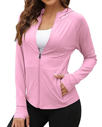We1Fit Women's UPF 50+ Sun Protection Jacket Hooded Zip Up SPF Shirts Long Sleeves - Image 1