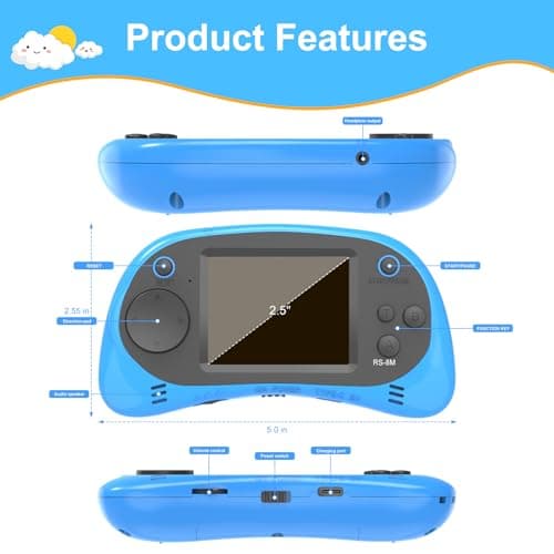 EASEGMER Kids Handheld Game Player - 220 Built-in Games, 2.5" IPS Display, Rechargeable & Long-Lasting - Ideal Travel Toys for Kids Ages 3-10 Boys & Girls - Thumbnail 6