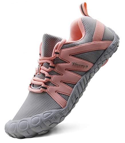Weweya Barefoot Shoes Women Minimalist Running Five Finger Cleat-Less Bike Shoes Cycling Bicycle Outdoor Training Fitness Camping Bunion Gray Pink US Size 9 9.5 - Thumbnail 2