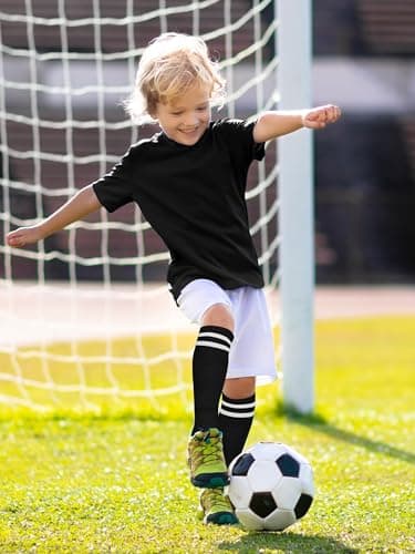 Hryrbay Kids Soccer Shin Guards and Socks Toddler Soccer Shin Pads Protective Defender Gear for Boys Girls Ages 3-15 Great for Training, Matches, Inspired by The World Cup Black S - Thumbnail 5