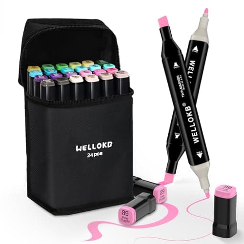 WELLOKB Alcohol Markers, 80 Colors Dual Tip Blender Art Markers for Coloring, Illustrations, and Sketching, Coloring marker for Book Painting (24PCS-Black) - Image 1