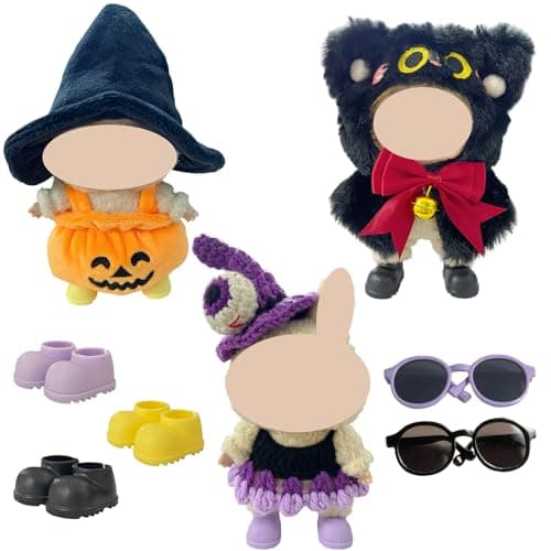 3 Sets Magical Fantasy Style Clothes for 17cm Doll, Pumpkin Outfit with Witch Hat, 6.7-Inch Doll Accessories, Kawaii Outfits Costume Include Shoes and Glasses, (No Dolls) - Image 1