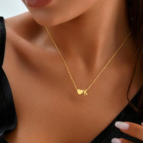 JNZSSWHJJH Initial Necklaces for Women, 18K Gold Plated Letter P Initial Necklace Heart Necklace Dainty Gold Initial Necklaces for Women Gold Jewelry Christmas Gifts for Kids Girls Woman - Thumbnail 3