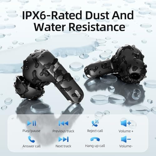 ATHONGL Wireless Earbuds, 100H Bluetooth 5.4 Headphones, ENC+ ANC Noise Cancelling Touch Control True Wireless Bluetooth Ear Buds,Stereo Deep Bass Bluetooth Headset for Sports/Workout/Gym(White) - Thumbnail 5