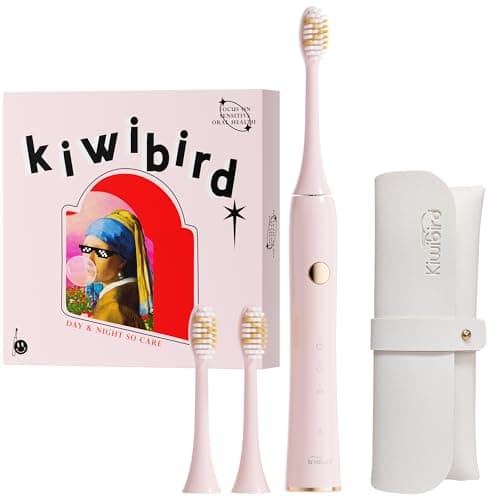 KIWIBIRD K1 MINI Sonic Toothbrush for Teenagers, Slim 85g Lightweight, 90-Day Long Battery, Travel Case & Pouch, IPX7 Waterproof, Sensitive Gums & Teeth, Pink - Image 1