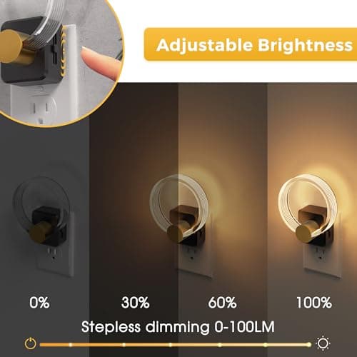 L LOHAS LED Night Lights Plug into Wall, Plug in Night Light with Light Sensor, 3000K Soft White, 0-100LM Brightness Adjustable, Acrylic Nightlight for Bathroom Bedroom Hallway - Thumbnail 3