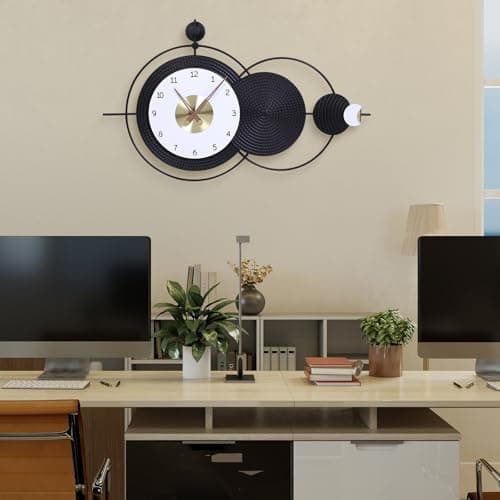 Anmotpe Large Wall Clock Black Modern Wall Clocks Nordic Style Clock Non Ticking Battery Operated Big Wall Clocks for Living Room, Kitchen, Dining Room, Bedroom-36.8X22inch - Thumbnail 6