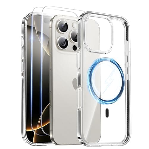 SMARTDEVIL for iPhone 16 Pro Case with 2 Screen Protectors, [Compatible with Magsafe][Anti-Yellowing][Military-Grade Protection] Shockproof Slim Magnetic Phone Case with Black Border Design - Image 1