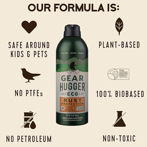 Gear Hugger Rust Protection (11 oz, Pack of 2), Rust Remover & Rust Prevention Spray - Eco-Friendly Anti Rust Spray, No Petroleum, No PTFE, Plant Based - Thumbnail 3