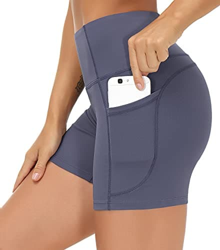 THE GYM PEOPLE High Waist Yoga Shorts for Women Tummy Control Fitness Athletic Workout Running Shorts with Deep Pockets (Medium, Ink Blue) - Image 1
