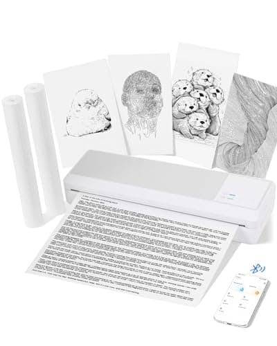 Portable Thermal Printer, Inkless Bluetooth Mobile Printer for Phone & Laptop, Compact Travel Printer Wireless for A4 Documents & Receipts, with 2000mAh Battery(2 Rolls Thermal Paper Included) - Image 1