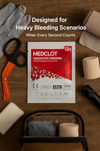 MEDCLOT Hemostatic Dressing Z-Fold 12ft – Military-Proven clotting Gauze for Heavy Bleeding scenarios – Sterile Kaolin-Medical Gauze for Trauma First Aid Kits, for Emergency Survival – 2029 Expiry - Thumbnail 5