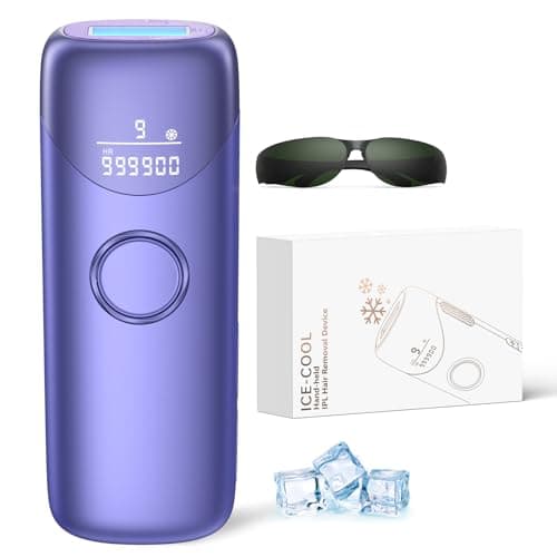 Laser Hair Removal Ubroo IPL Hair Removal Device with 5℃ Ice Cooling,Painless Laser Hair Removal for Women and Men,Full Body Use for Legs,Bikini,Armpits (Purple) - Image 1