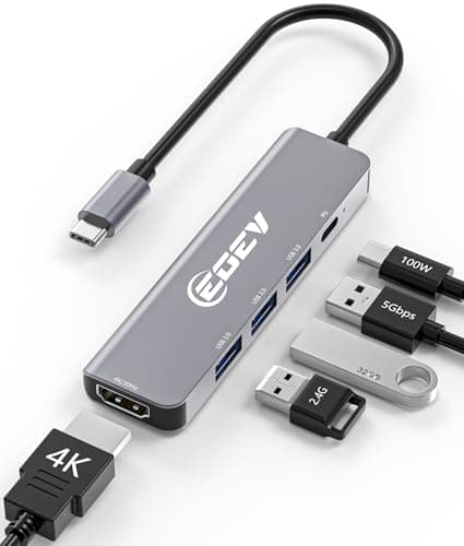 5 in 1 USB C Hub Multi-Port Adapter USB A 3.0 5Gbps Data Ports, 2X USB A 2.0 with PD 100W Charging, Type-C to HDMI Adapter 4K@30Hz Data Ports for PC, Desktop, Mac Book Air pro Dell and More (Silver) - Image 1