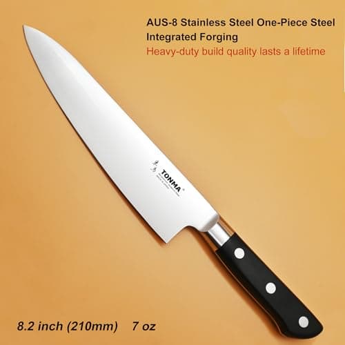TONMA Japanese Chef Knife MADE IN JAPAN 8.2 inch Full Tang Traditional Handcrafted Stainless Steel Kitchen Knife, Professional Classic Gyuto for Gift Giving, Razor-Sharp & Highly Durable - Thumbnail 4