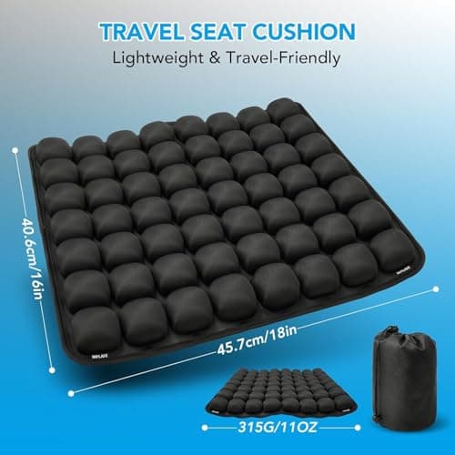 Inflatable Wheelchair Cushion for Pressure Relief - Self-Inflating Seat Pad for Mobility Scooter, Office Chair & Airplane Travel - Portable Cushion for Sciatica & Tailbone Pain Relief (No Pump Needed) - Thumbnail 5