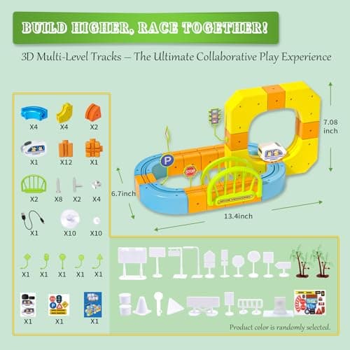 Electric Train Set for Kids, Cube Track with Motorized Engine, 3D Gravity-Defying STEM Toy for Kids Ages 3-8, Boys & Girls Building Gift (91 Pcs) - Thumbnail 2