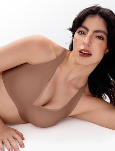 LetsJoli Wireless Jelly Bras for Women No Underwire Seamless Push Up Comfortable Tshirt Bralettes Everyday Bra(CWCoffee,XL) - Thumbnail 4