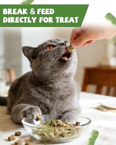 PAWUP Freeze Dried Chicken Cat Treats, Cat Grass Added, High-Fiber Hairball Care & Digestive Support Snacks for Indoor Cats, 3.8oz - Thumbnail 3