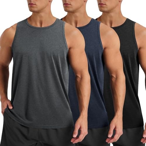 BOOJO 3 Pack Tank Tops Men - Summer Quick Dry Moisture Wicking Workout Muscle Sleeveless Shirts for Gym Beach Running - Image 1