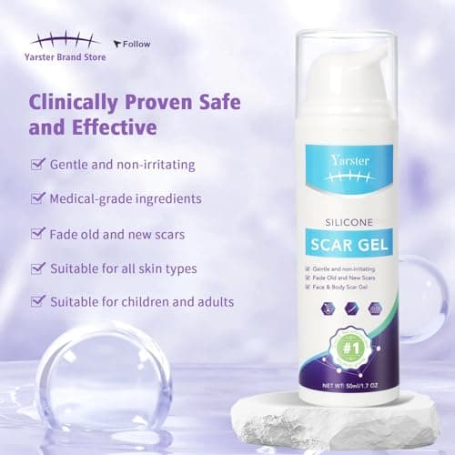Yarster Silicone Scar Gel Scar Cream, Treats Old and New Scars, Stretch Marks Removal Formula Helps from Surgical, Burns, Acne Scar Treatment with Advanced Scar Gel, 1.7 oz (50ml) - Thumbnail 2