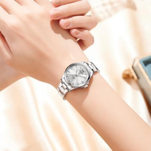 OLEVS Watch Women Silver Watches for Women Stainless Steel Waterproof Dress Woman Watch Quartz Fancy Dainty Elegant Luxury Fashion Luminous Ladies Watches for Small Wrist Reloj para Mujer - Thumbnail 3