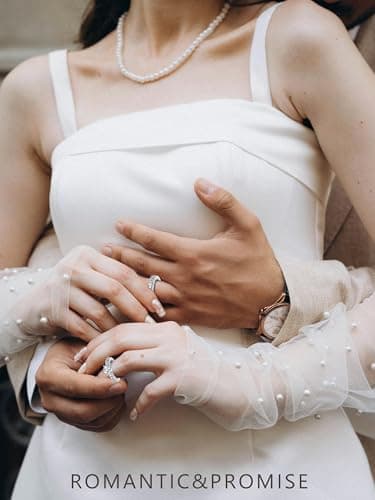 Fimewon Wedding Rings for Couples Engagement Ring Set Vintage White Gold Ring Engagement Gifts for Couples Size 6 - Thumbnail 5