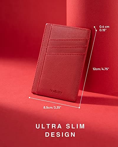 Vulkitty Small Wallet for Women Minimalist Slim Front Pocket Zipper Wallet RFID Blocking Credit Card Holder with ID Slot Window Keychain - Thumbnail 2