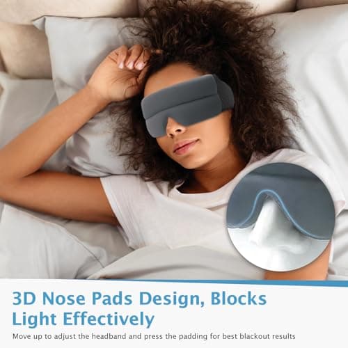 Silk Sleep Mask, Ultra Comfort Sleep Eye Mask for Side Sleeper, Memory Foam Eye Cups for Women and Men, Light Blocking Design Night Blindfold for Sleeping, Travel and Relaxation, Gray - Thumbnail 4
