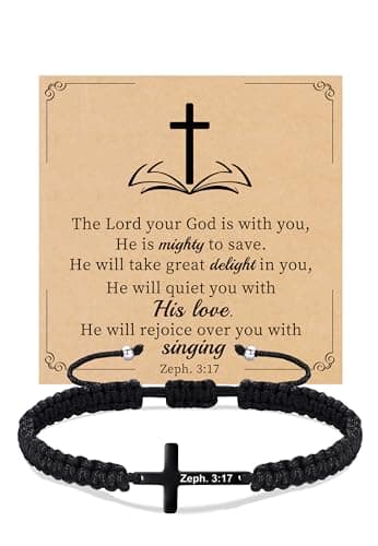 Sistble Easter Gifts for Men Teens, Easter Basket Stuffers Religious Gifts for Men Cross Bracelet Christian Gift Inspirational Bracelets Communion Gifts for Teenage Bible Verse Handmade Jewelry - Image 1