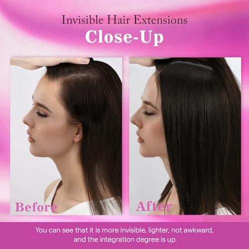 Ve Sunny Seamless Human Hair Clip in Extensions Medium Dark Brown 100g 20 Inch Invisible Real Human Hair Extensions Clip ins for Thining Hair Scalp Fill ins 4pcs - Thumbnail 5