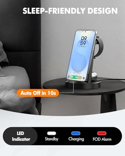 Wireless Charger for Samsung: 3 in 1 Charging Station for Samsung S26/S25/S24/S23/S22/S21, Note 20/10, Z Fold 6/5, Galaxy Buds 4/3/2 Pro, Galaxy Watch Ultra/8/7/6/5-Android & iPhone 15W Charging Dock - Thumbnail 6