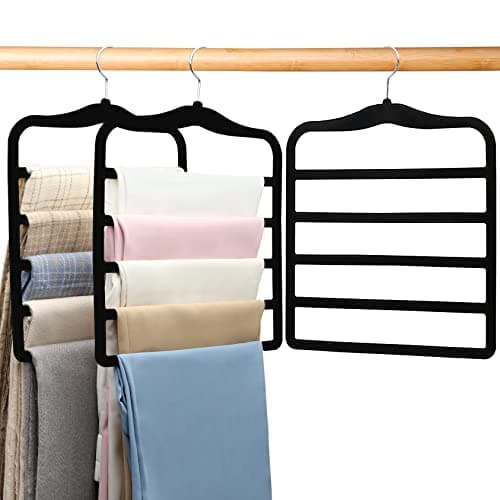 Closet Organizers and Storage,3 Pack Organization and Storage Pants-Hangers-Space-Saving,Velvet Hanger for Dorm Room for College Students Girls Boys Guys Hanging Jean Scarf - Image 1