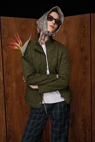 Orolay Women's Quilted Lightweight Puffer Jacket Slim Fit Padded Coat Casual Zip Up Outerwear with Pockets Green XX-Large - Thumbnail 4