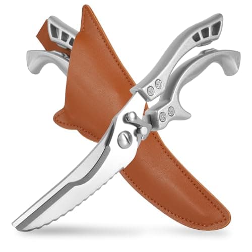 ANDONG Upgrade Heavy Duty Stainless Steel Kitchen Scissors - Professional Poultry Shears for Bone, Meat, Chicken, Fish, Turkey, Vegetables,Spring Loaded Multipurpose Ultra Sharp Utility Scissors - Image 1