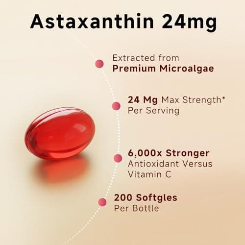 GBN Astaxanthin Supplements 24mg 200 Softgels, Supports Eye, Skin, Joint, Brain, Heart & Immune System Health, Stamina & Healthy Aging for Women & Men, Fresh Microalgae Source - Thumbnail 2
