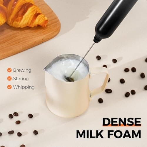 Rechargeable Milk Frother Handheld Electric Frother Wand Coffee Foam Maker with 2 Stainless Stee Whisks & 3 Speeds,Drink Mixer Handheld for for Latte, Cappuccino, Hot Chocolate, Matcha, Egg (Black) - Thumbnail 3